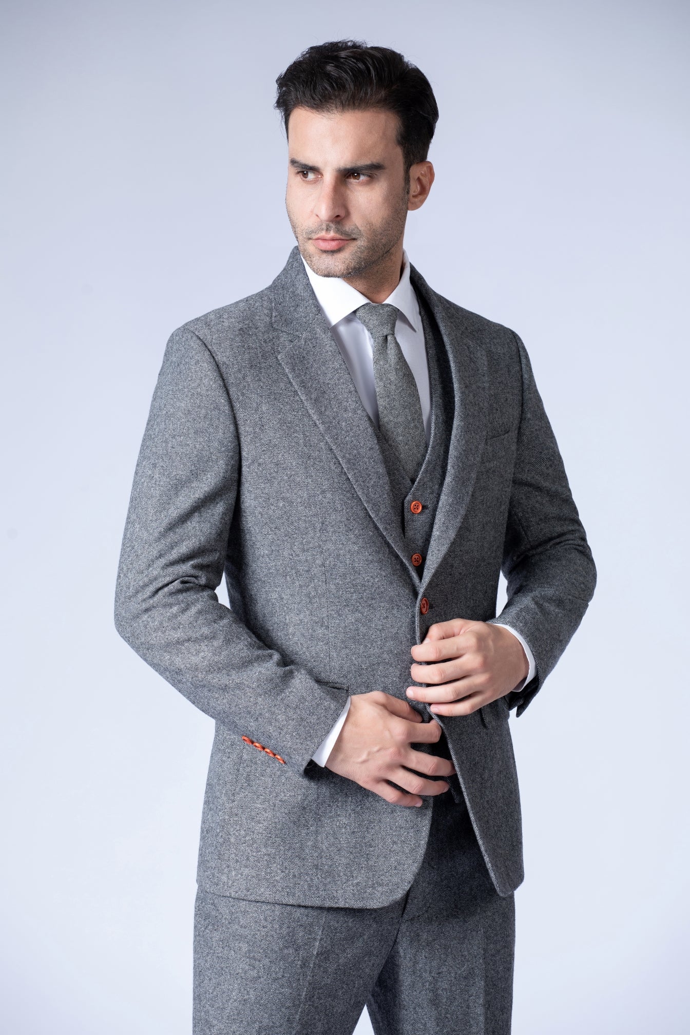 Tailored Classic Grey Tweed Suit 3 Piece Barleycorn Men s Suit