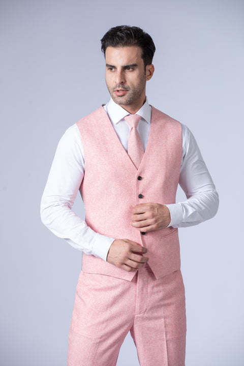 Pink Twill Tweed 3 Piece Suit Empire Outlet