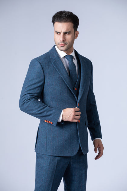 Blue Estate Herringbone Tweed Bespoke – Empire Outlet